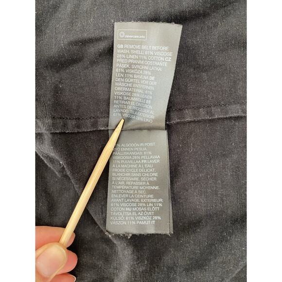 & Other Stories Women Black Trench Coat Sz 0 Linen Blend Lightweight Old Money - Picture 12 of 16